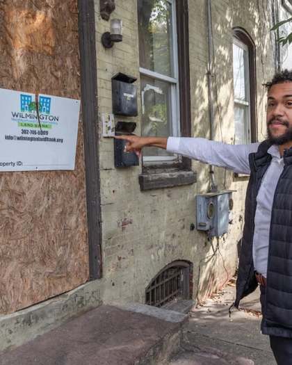 Branden Fletcher Dominguez advocating for housing justice in Wilmington